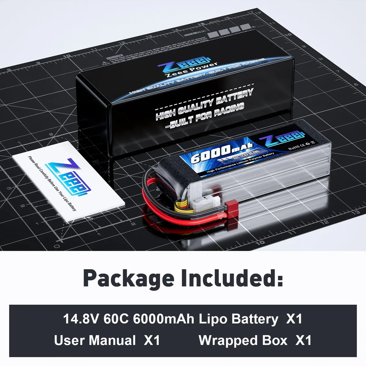 Zeee 4S Lipo Battery 6000Mah 14.8V 60C Soft Case With Deans Plug For Rc Plane Rc Car 6