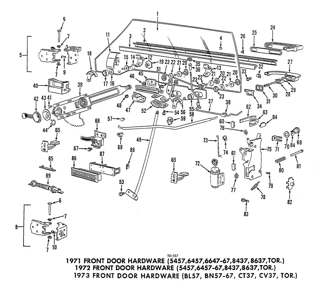 1971-6 B-Body Door Parts , Drawing 1