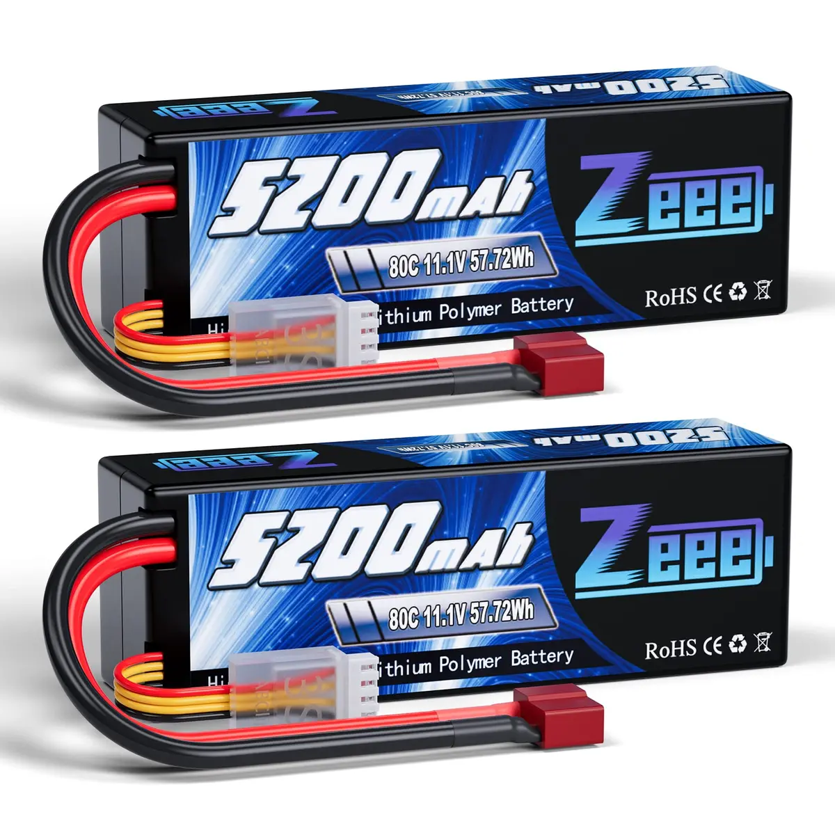 Zeee 3S Lipo Battery 5200Mah 11.1V 80C With Deans Plug Hardcase For Rc Car Airplane(2 Packs) 1