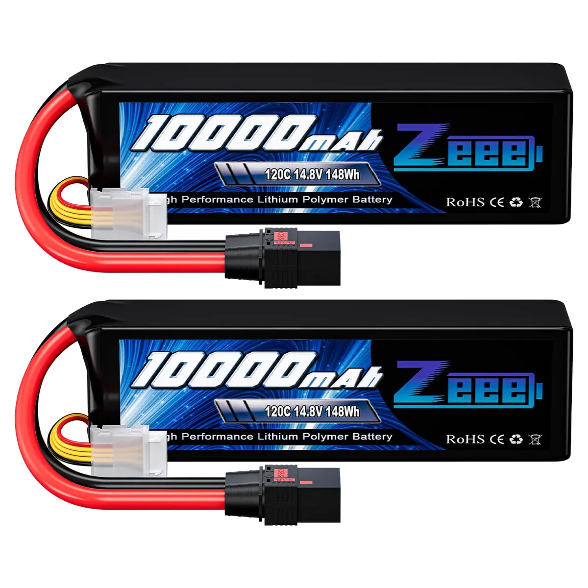 Zeee 4S 10000Mah Lipo Battery 14.8V 120C With Qs8 Connector Soft Pack Rc Battery Compatible With Xmaxx Rc Car Truck Tank Racing Hobby Models (2 Pack) 1