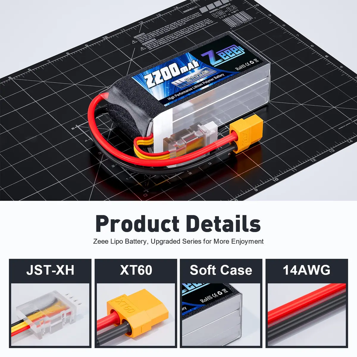Zeee 3S Lipo Battery 2200Mah 11.1V 50C Shorty Pack Battery With Xt60 Plug For Rc Car Truck Rc Airplane Racing Hobby Models(2 Pack) 3