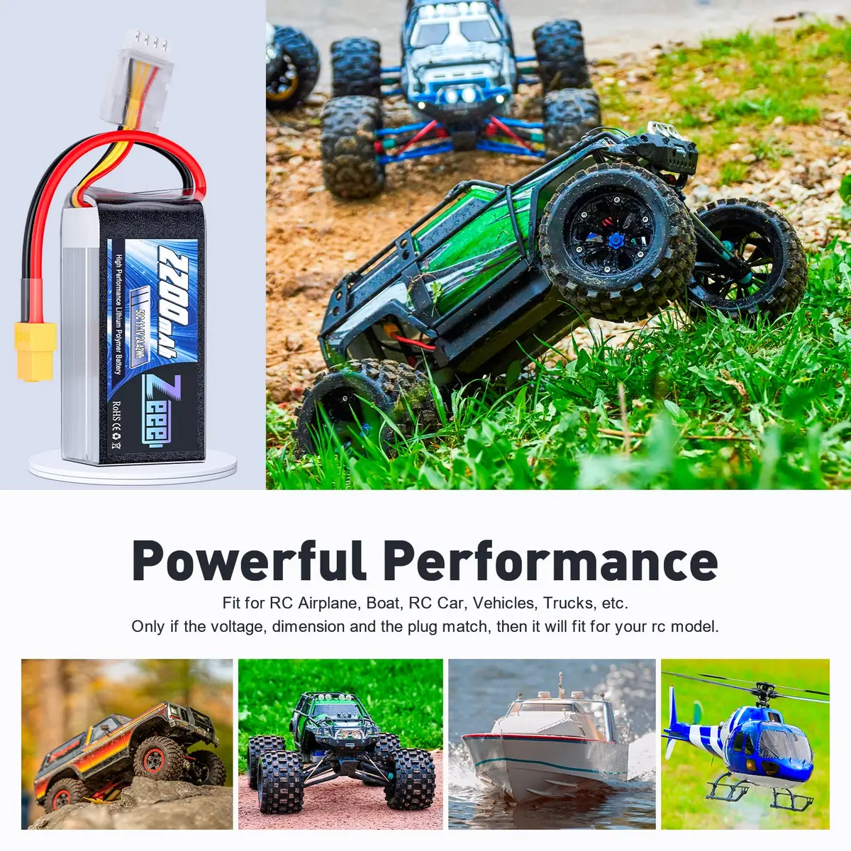 Zeee 3S Lipo Battery 2200Mah 11.1V 50C Shorty Pack Battery With Xt60 Plug For Rc Car Truck Rc Airplane Racing Hobby Models(2 Pack) 5