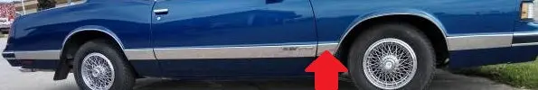 Fender Molding ,Right, Lower Rear Used, 86-88 Monte Carlo Ls 1