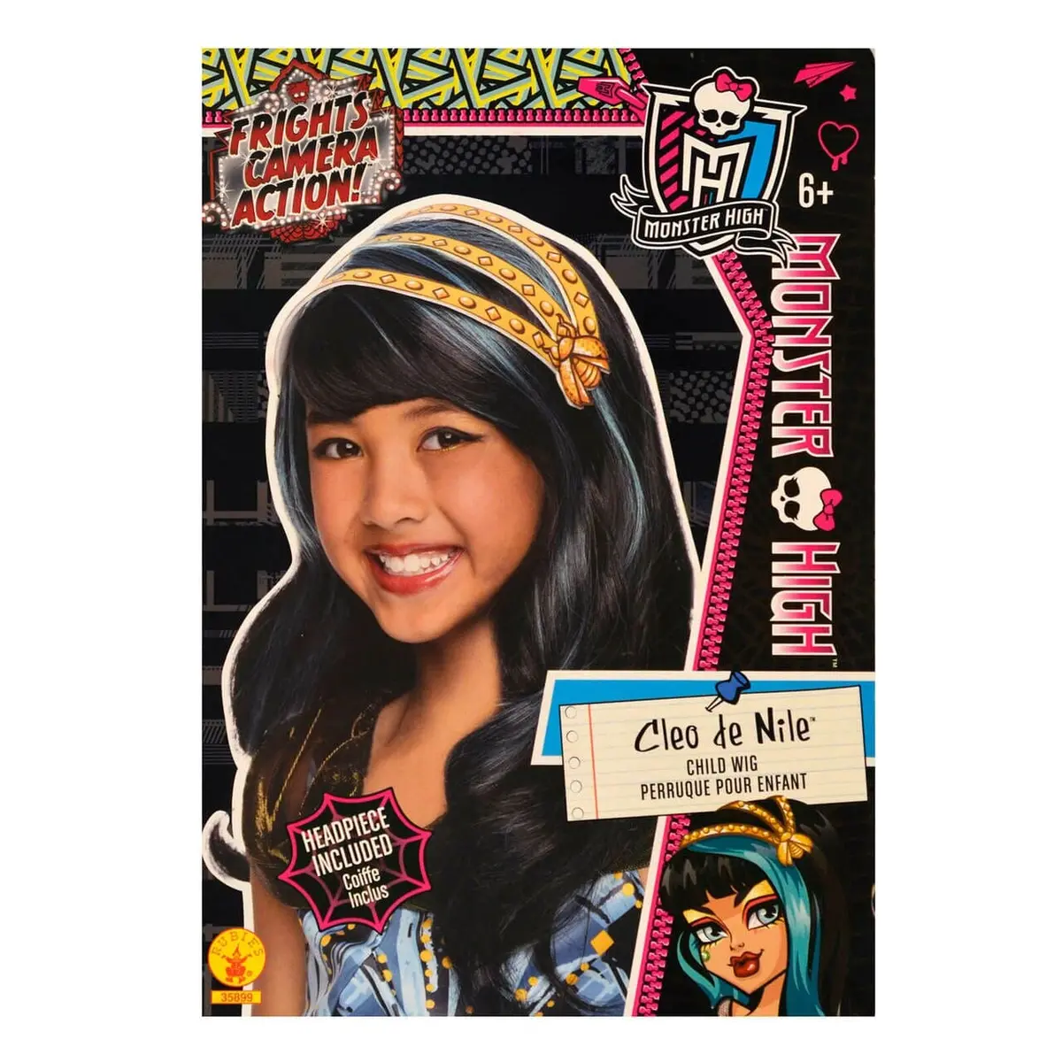 Monster High Wig Girls Fancy Dress Character Hair Kids 6+ 1