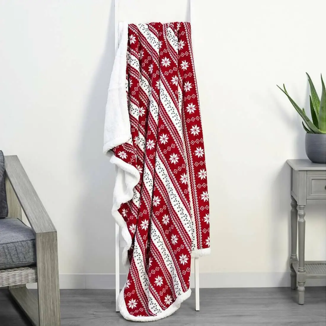 Luxury Double Layer Snowflake Sherpa Lined Fleece Blanket Sofa Bed Throw 1