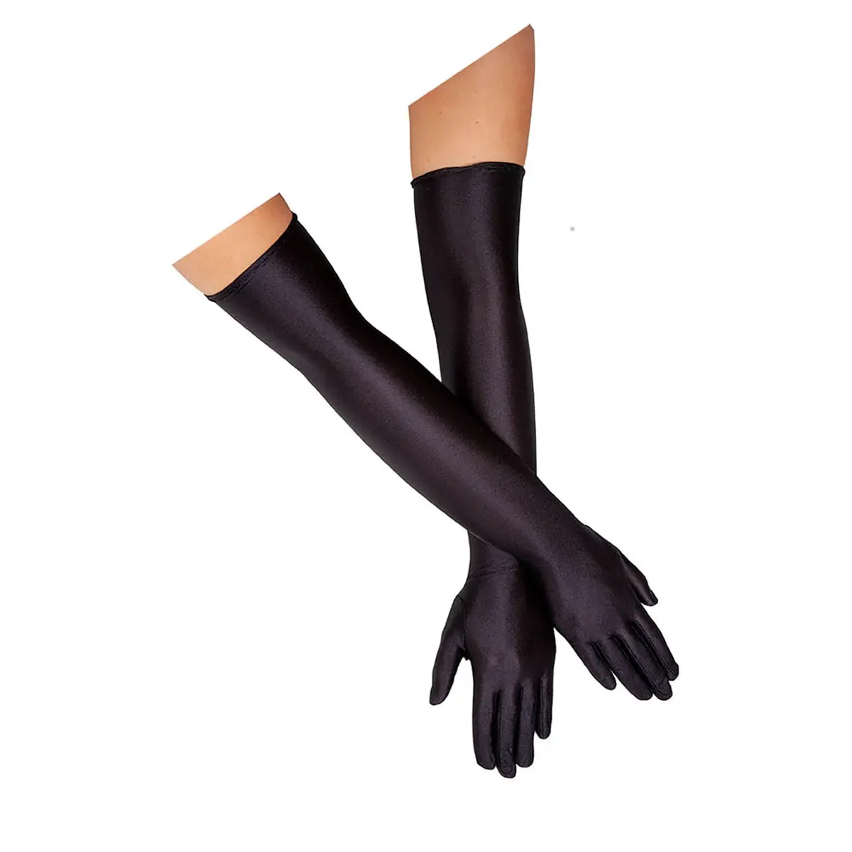 Womens Over Elbow Gloves Black Gothic Fancy Dress 1