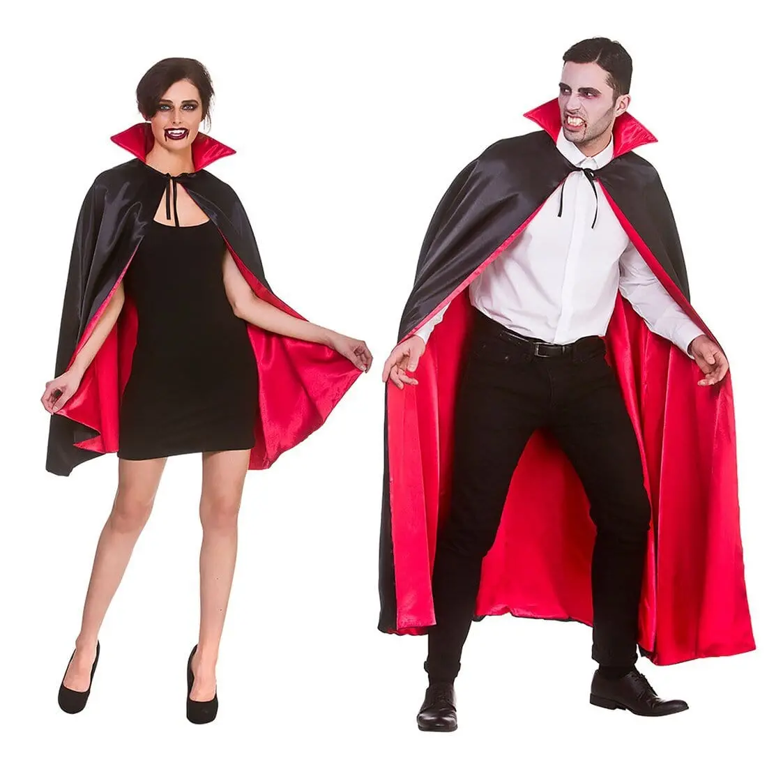 Super Deluxe Black Satin Vampire Cape Red Lining 80/140Cm 1
