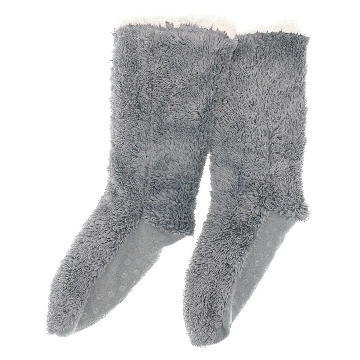 Womens Slipper Socks With Grips Teddy Fleece Sherpa Lining 1