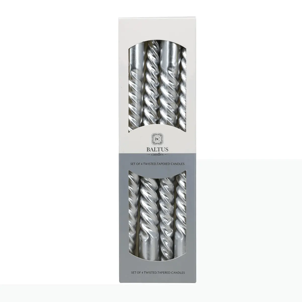 Baltus Set Of 4 Twisted Tapered Candles Gold Silver Christmas 1