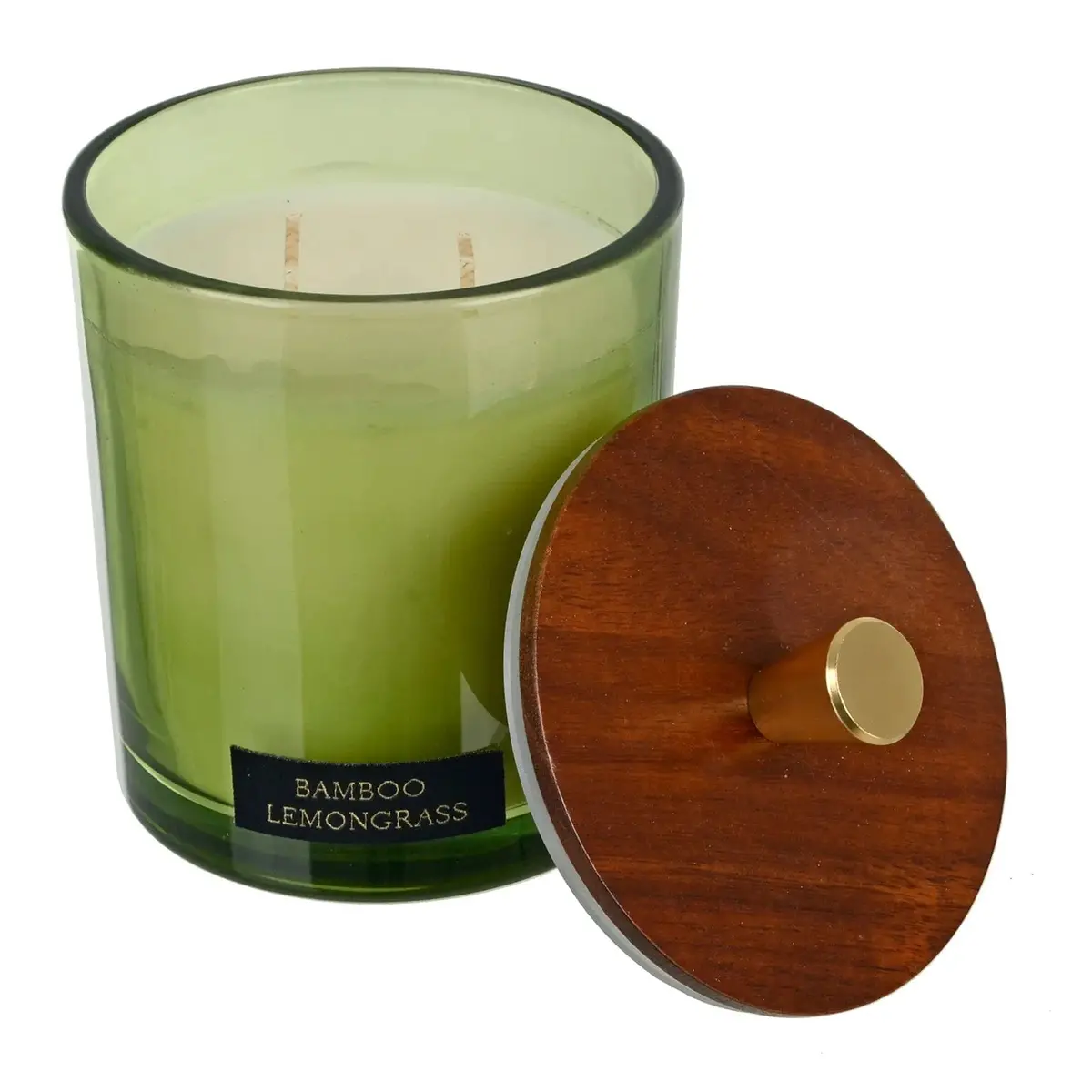 Luxury Scented Candle Double Wick Glass Jar Natural Wooden Lid 380G 1