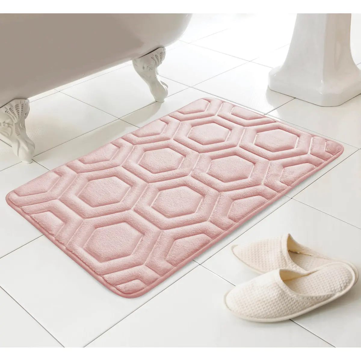 Luxury Memory Foam Bath Mat Geometric Pattern Non-Slip 43X61cm 1