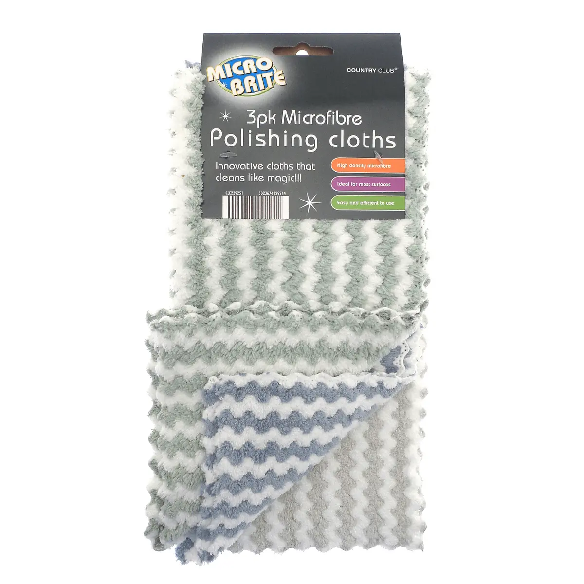 Pack Of 3 Microfibre Polishing Cloths High Density Cleaning 1