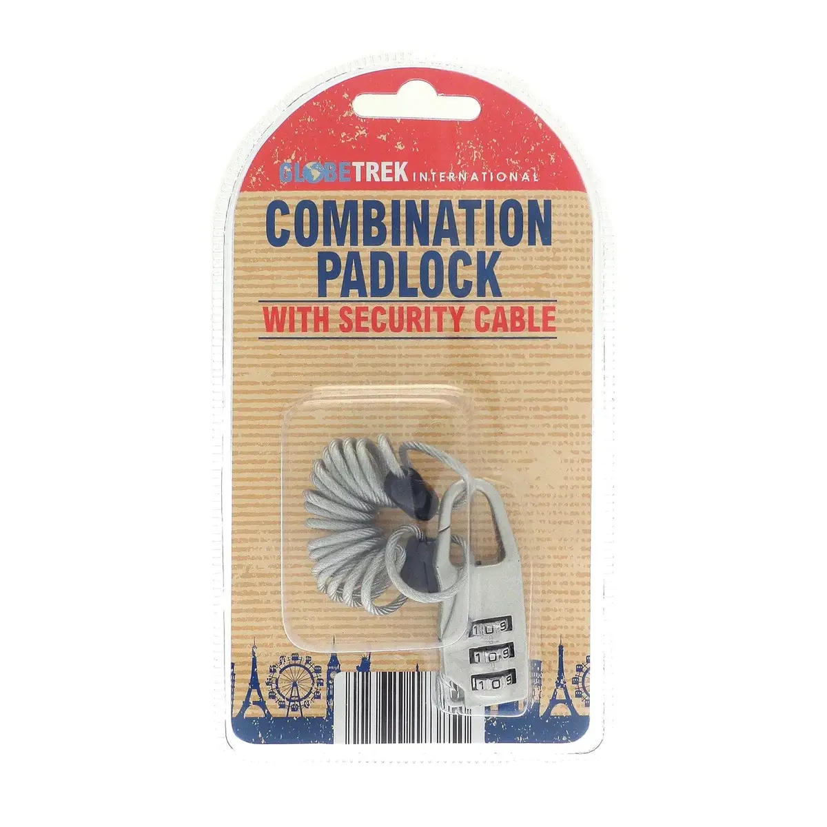 Travel Combination Padlock With Security Cable 3 Digit Steel 1