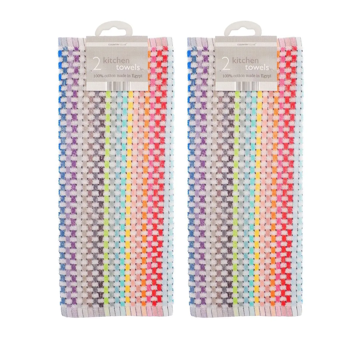 4 X Zing Tea Towels Rainbow Colour Weave 100% Cotton 1