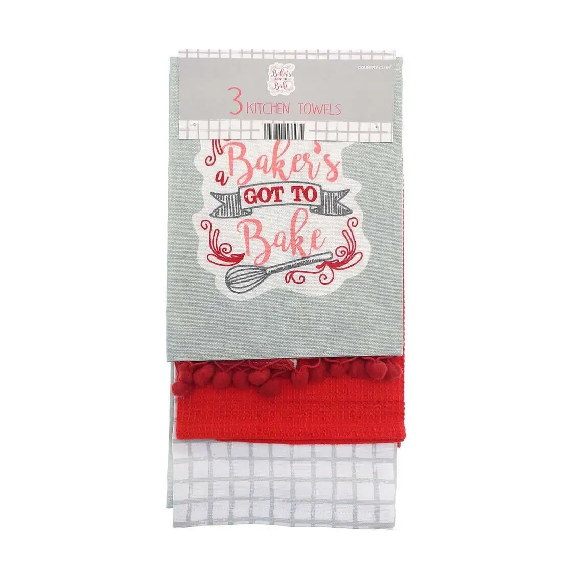 3 Pack Of Kitchen Tea Towels Bakers Got To Bake Kitchen Accessory 1