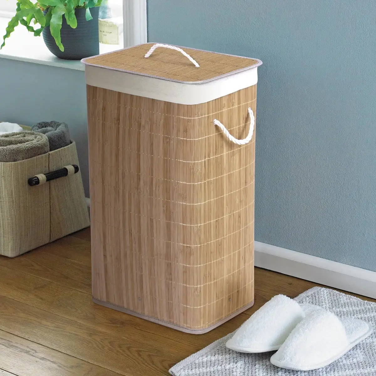 Bamboo & Rattan Laundry Basket Eco Friendly Hamper Rectangle 60Cm 1