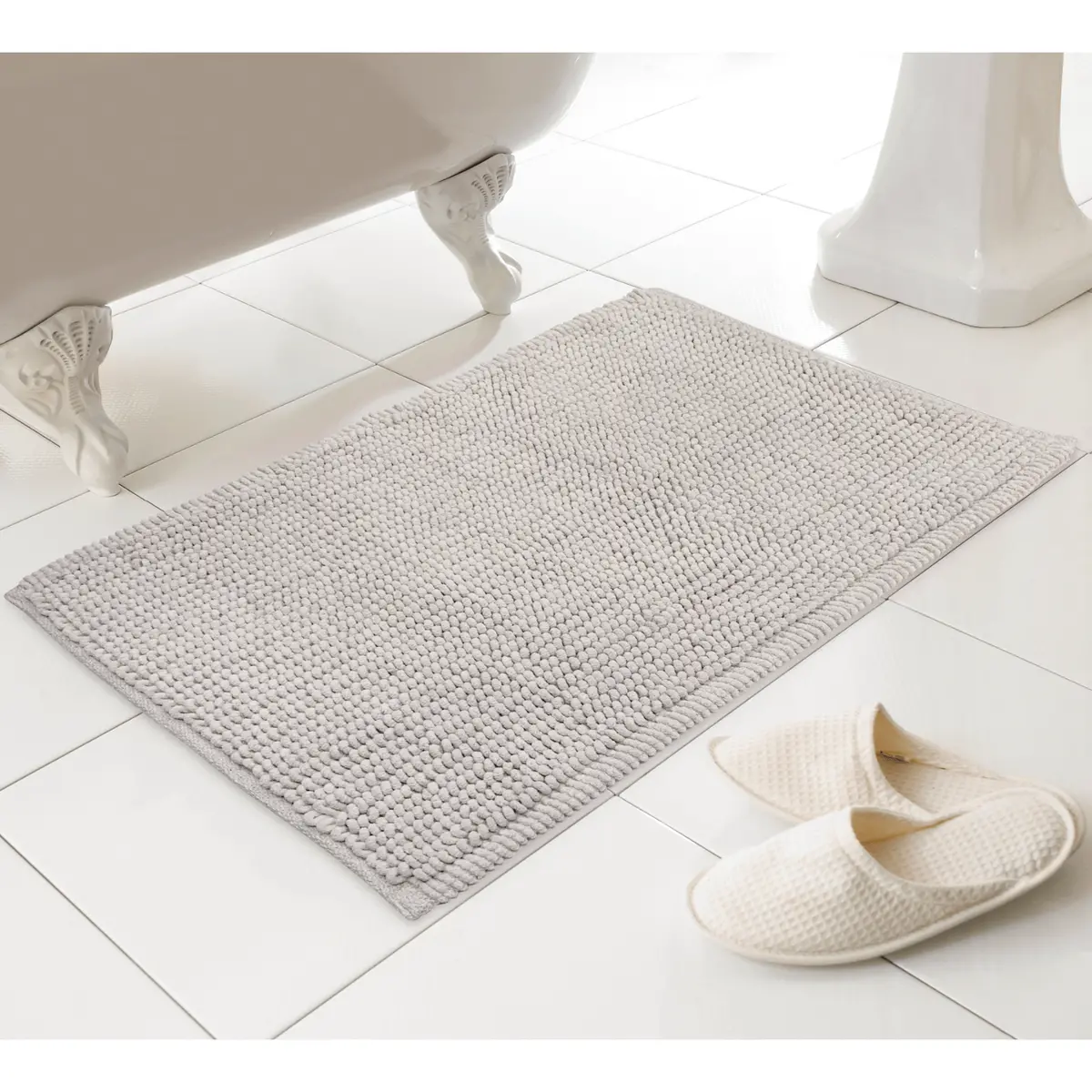 Micro Bobble Shower Bath Mat Absorbent Soft Rug Neutral 46X76cm 1
