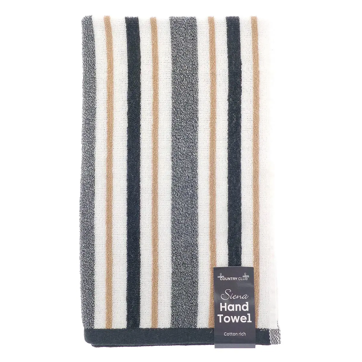 Siena Bathroom Towel Striped Colour White Soft Cotton Rich 1