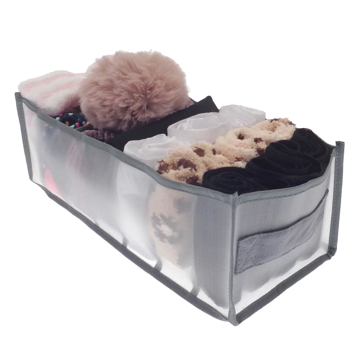 Drawer Organiser 7 Sections Divider Sock Tidy Storage Grey Mesh 1