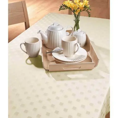 Fine Damask Table Runner Ivory Squares Design 31Cm X 228Cm 1