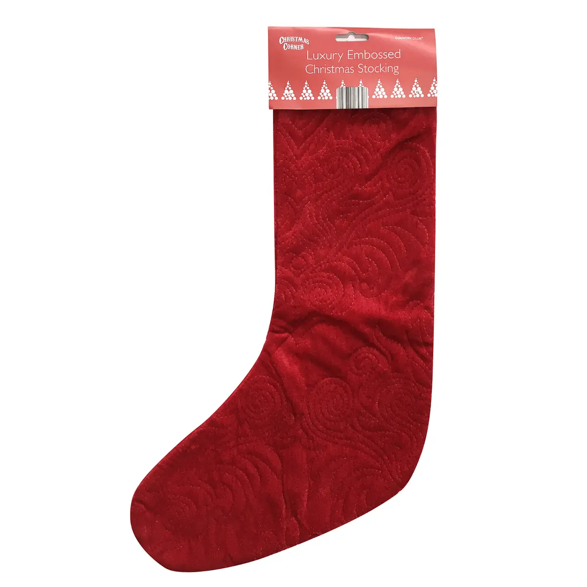 Large Christmas Stocking Soft Luxury Embossed Design Gift 60Cm 1