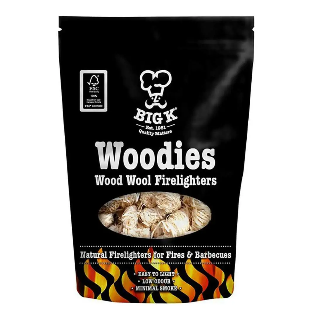 Big K Woodies Wood Wool Firelighters Natural Bbq Starter 300G 1