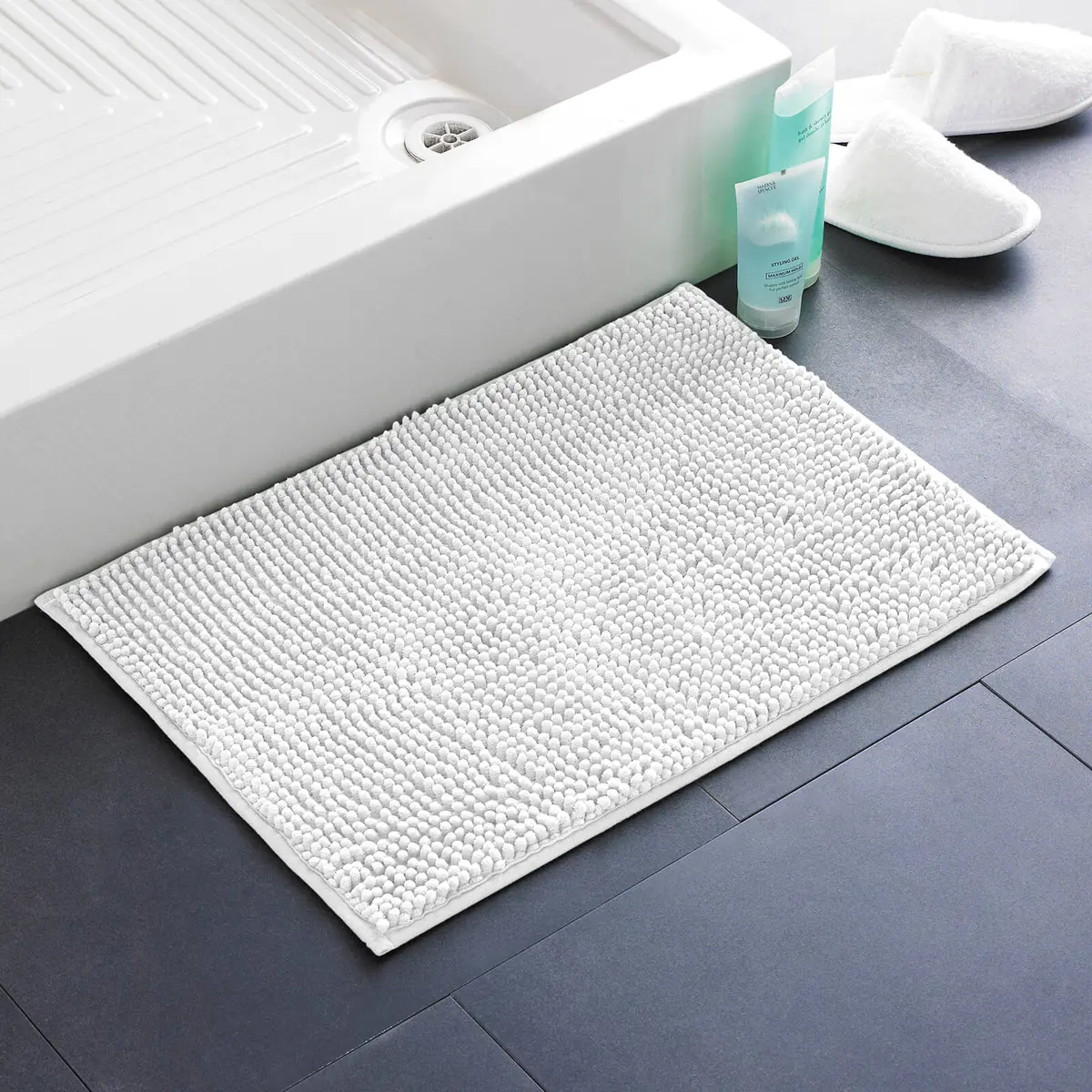 Step-Out Bath & Shower Mat Shaggy Noodle Pile Fibre Non-Slip 1