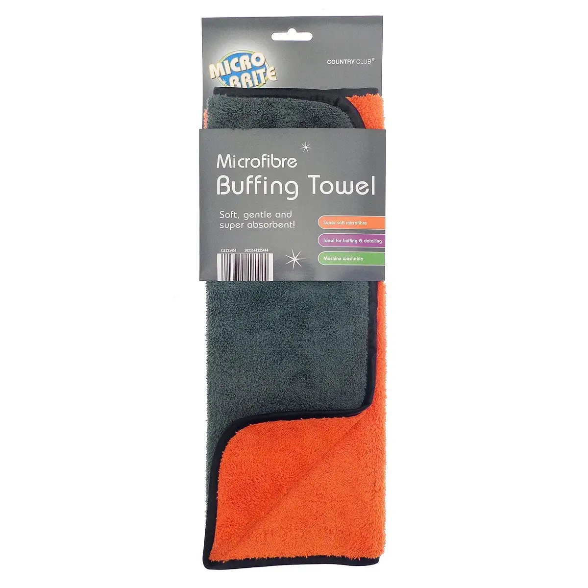 Microfibre Buffing Towel Soft Super Absorbent Grey Orange 60Cm 1
