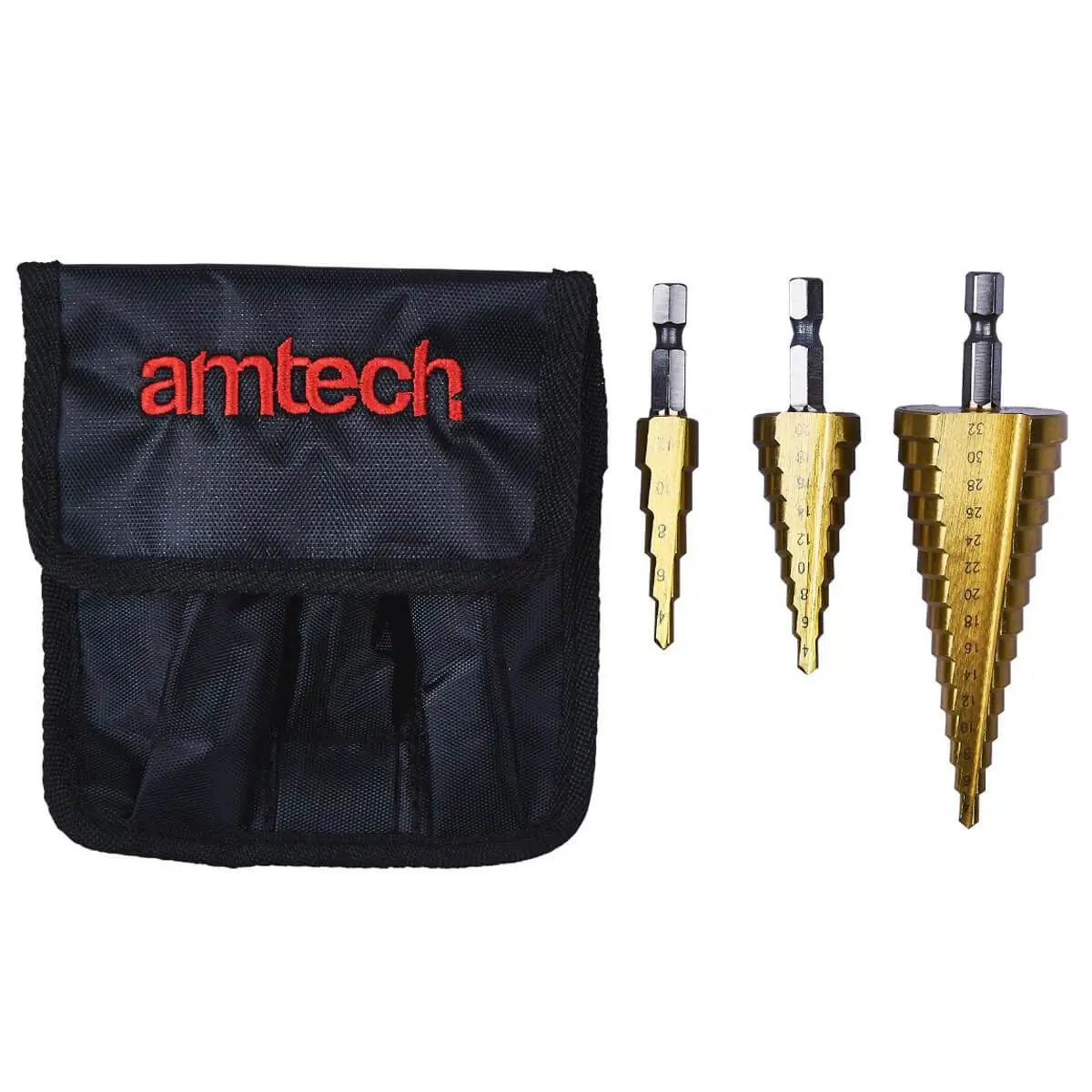 Amtech 3Pc High Speed Steel Step Drill Bit Set Large Sizes 1