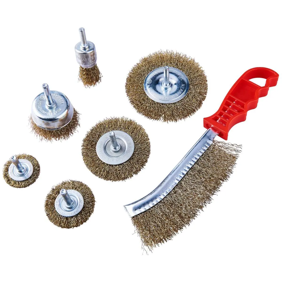Amtech 7Pc Brass Plated Steel Wire Brush Set Max 4,500 Rpm 1