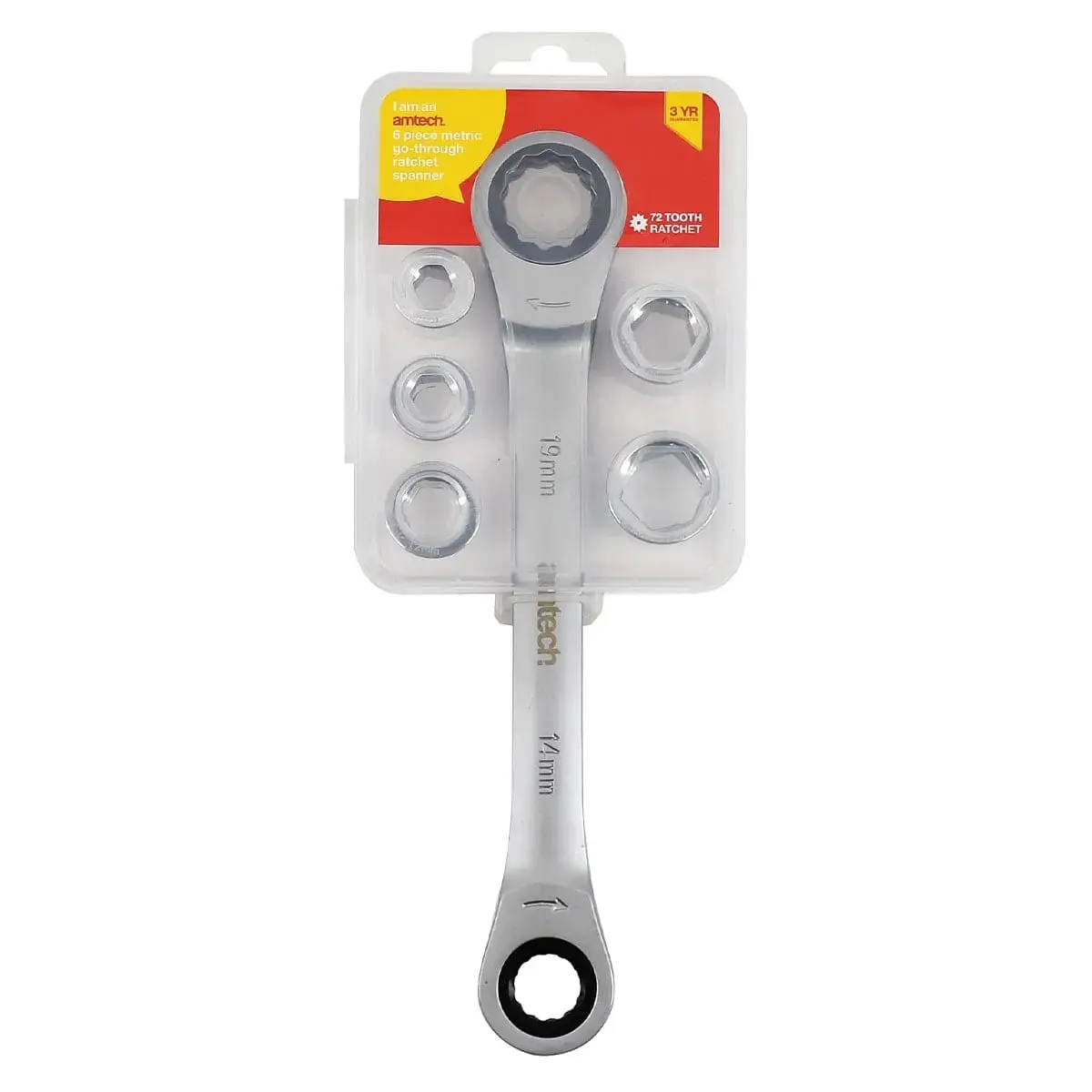 Amtech 6 Piece Metric Go-Through 72 Tooth Ratchet Spanner Set 1