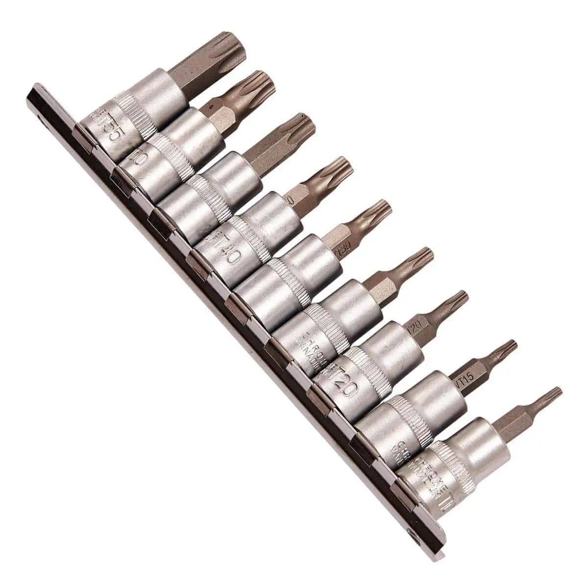 Amtech 10Pc 3/8'' Chrome Plated Torx Socket Set On Rail 1