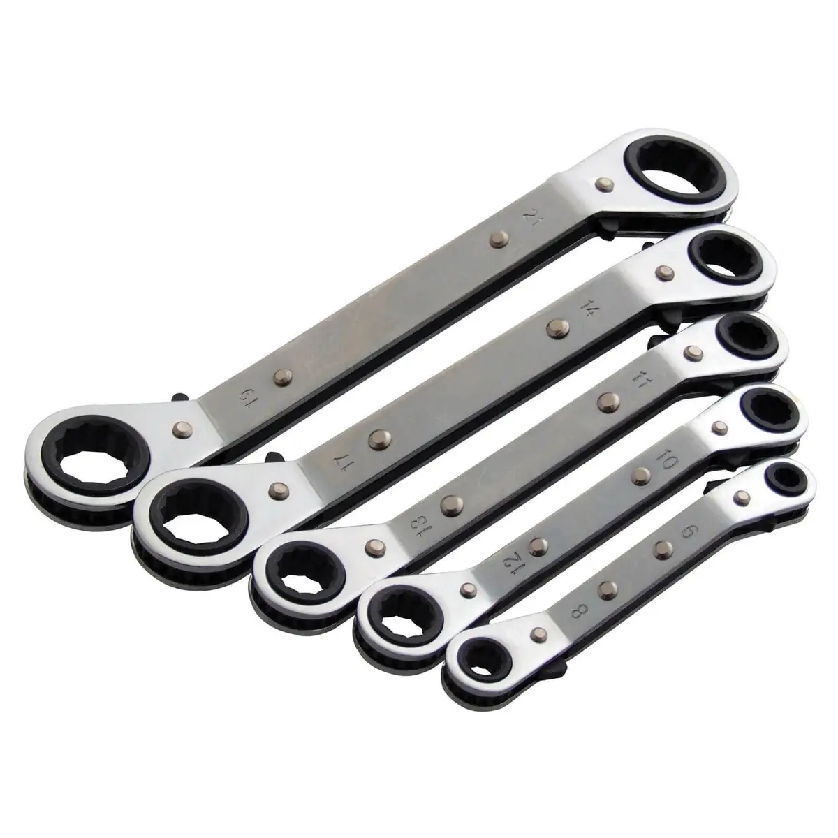 Amtech 5Pc Offset Ring Ratchet Spanner Set Drop Chrome Plated 1