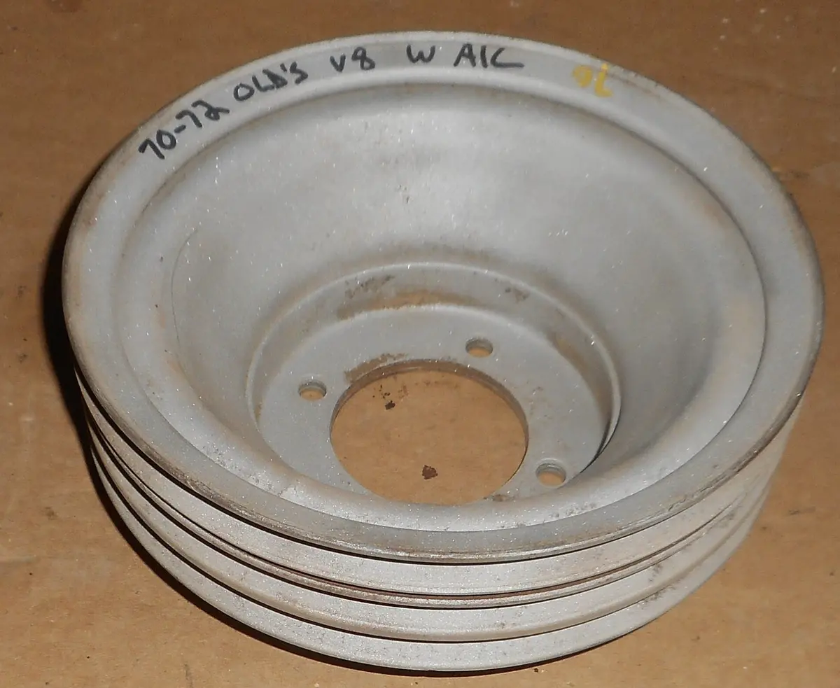Crank Pulley, V8, 3 Groove, W/Ac, Used, 72 Olds V8 1