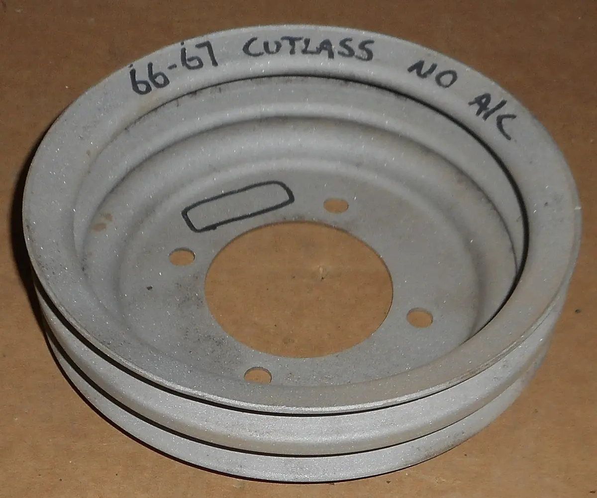 Crank Pulley ,V8 2 Groove No Ac Used 66 67 Olds 1