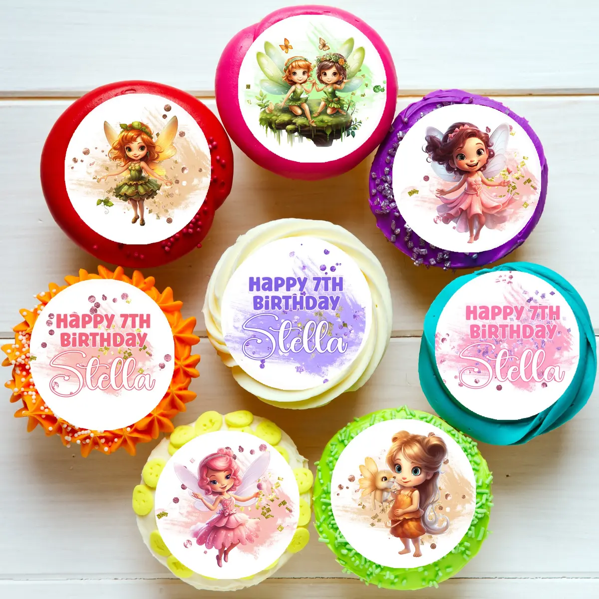 Fairy Fairies Pre-Cut Edible Cupcake Or Cookie Toppers 1