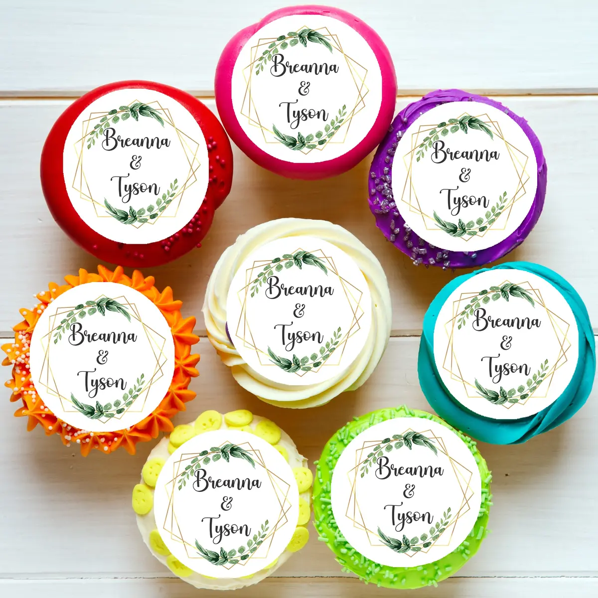 Bridal Themed Eucalyptus Leaves Edible Cupcake Toppers 1