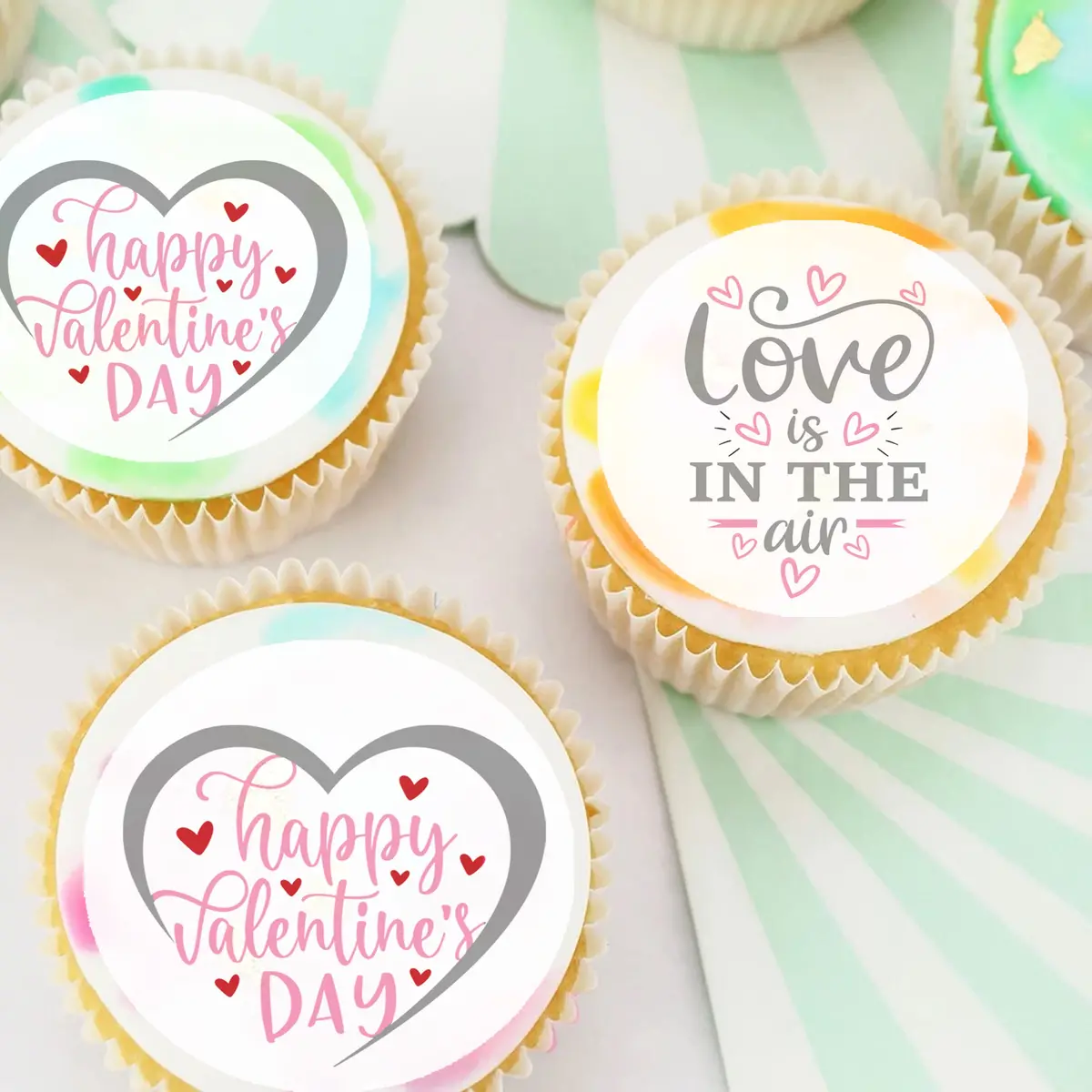 Valentines Day Love Pre-Cut Edible Icing Cupcake Or Cookie Toppers 1
