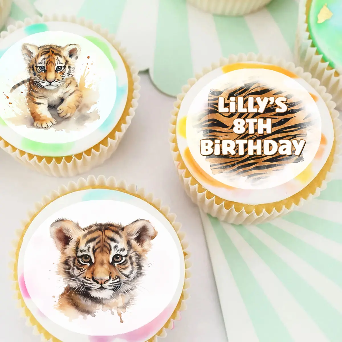 Tiger Cub Pre-Cut Edible Cupcake Or Cookie Toppers 1