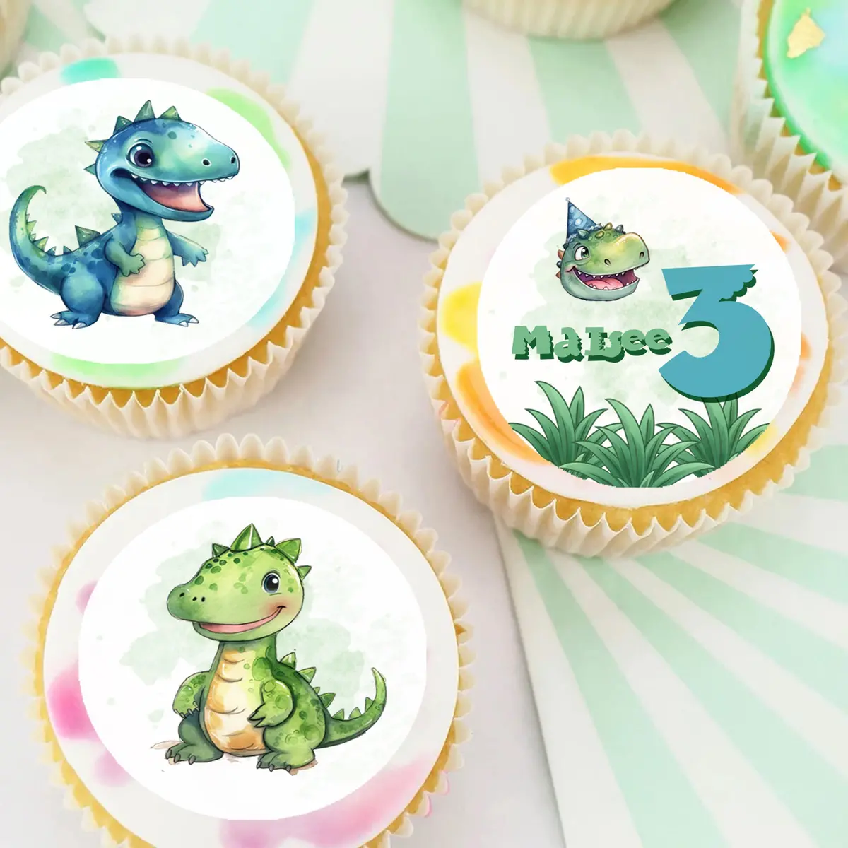 Dinosaur Pre-Cut Edible Cupcake Or Cookie Toppers 1
