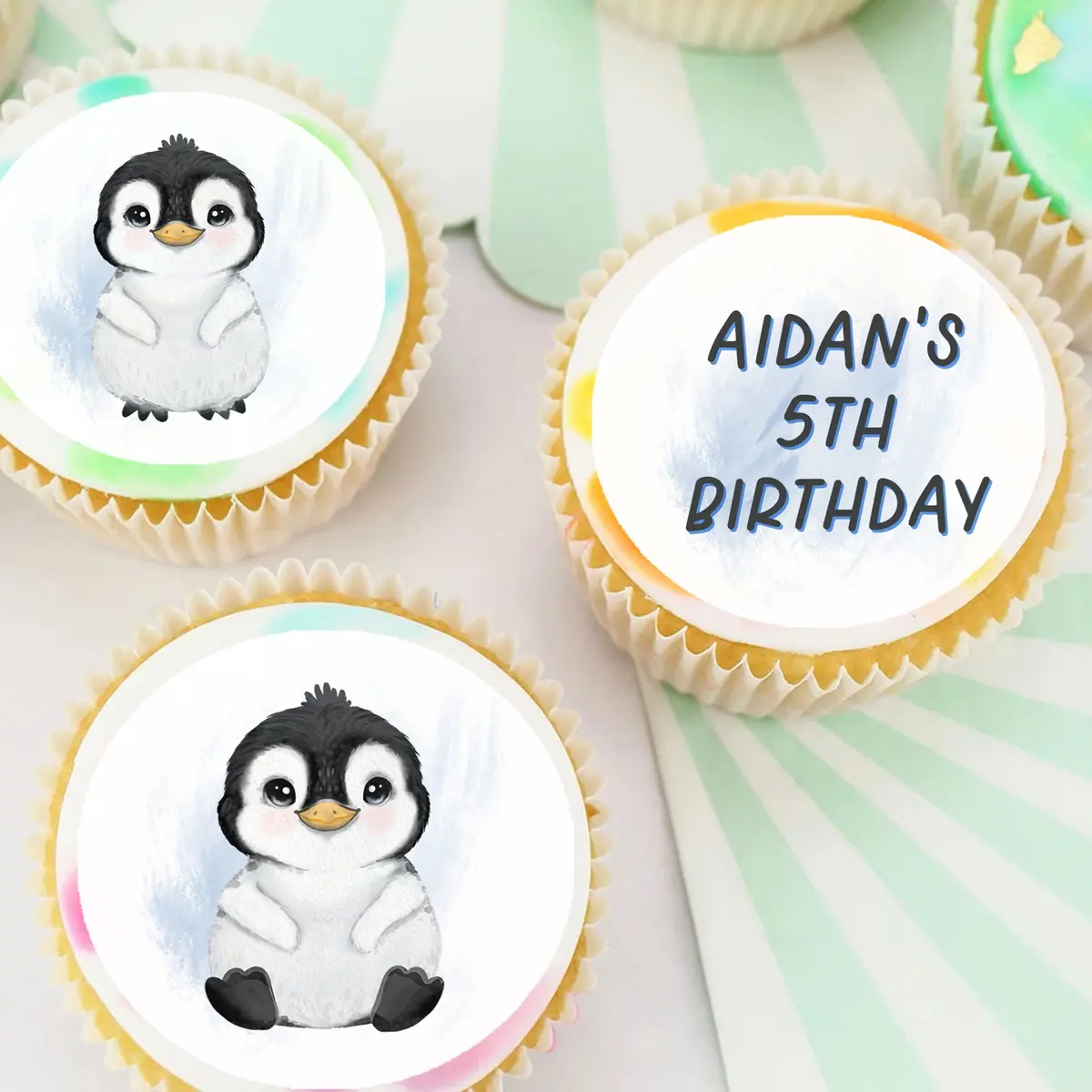 Penguin Pre-Cut Edible Icing Cupcake Or Cookie Toppers 1