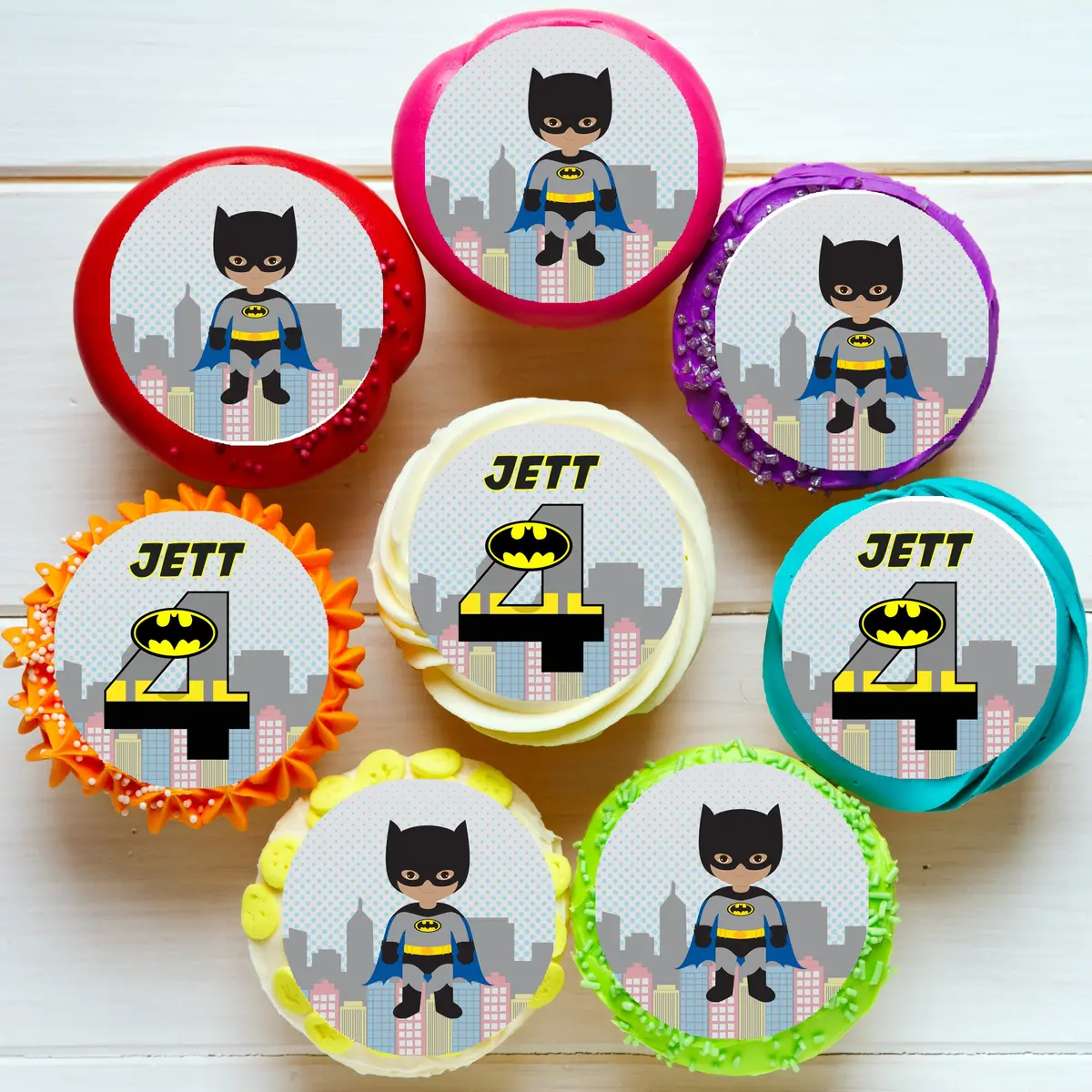 Batman Superhero Pre-Cut Edible Cupcake Or Cookie Toppers 1