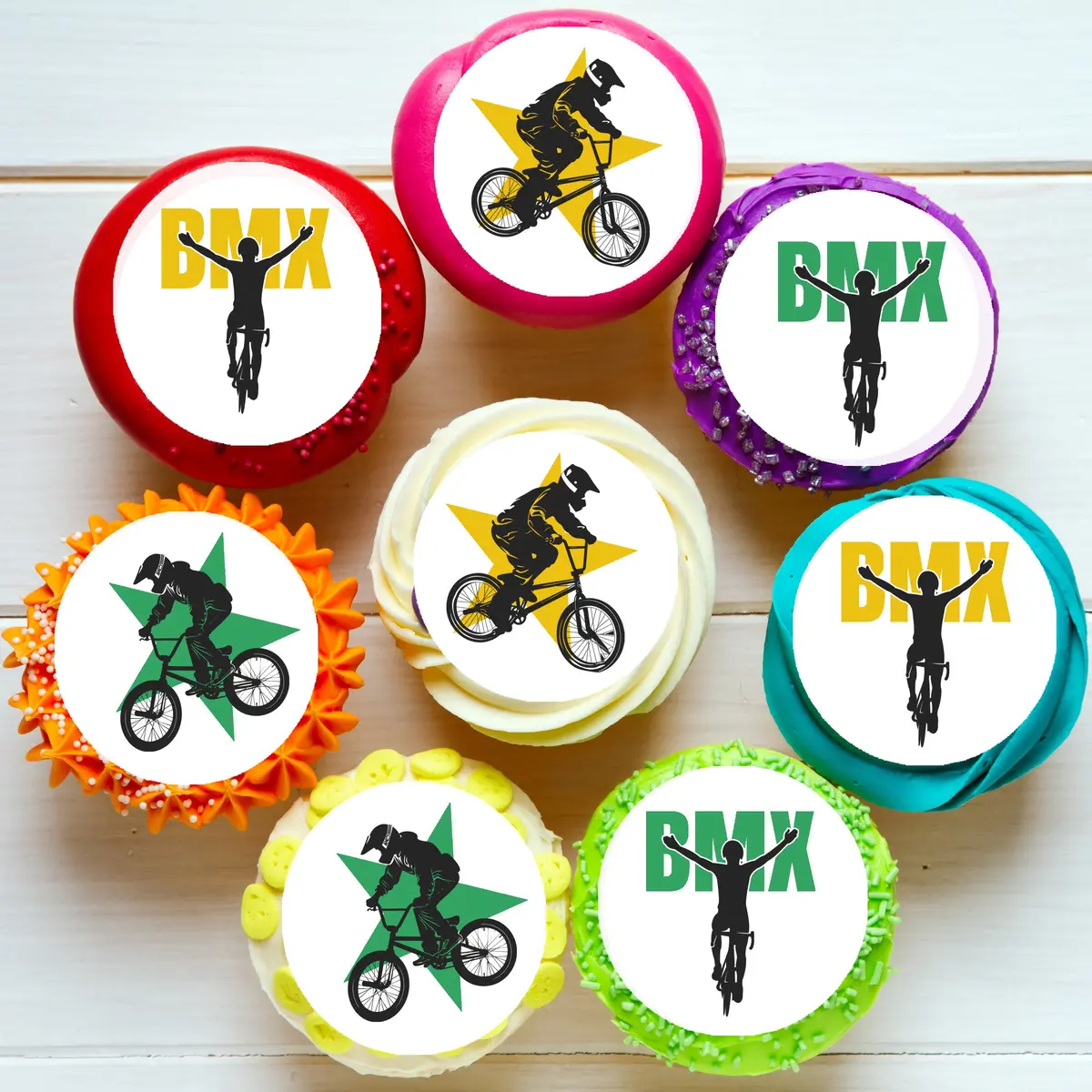 Bmx Bike Pre-Cut Edible Cupcake Or Cookie Toppers 1