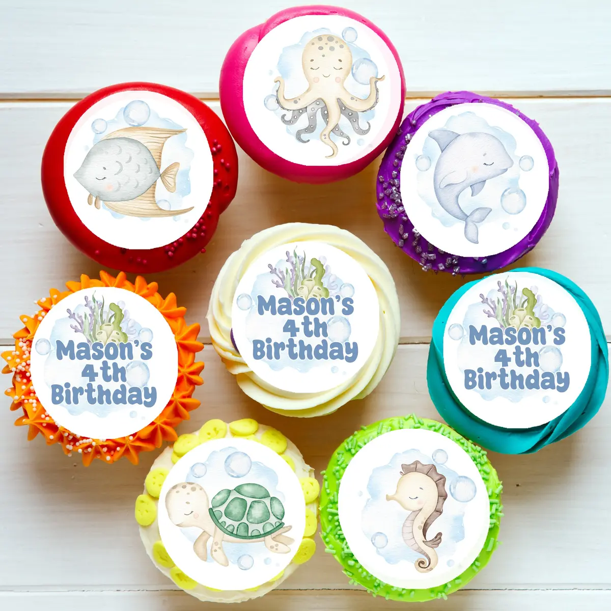 Under The Sea Pre-Cut Edible Cupcake Or Cookie Toppers 1