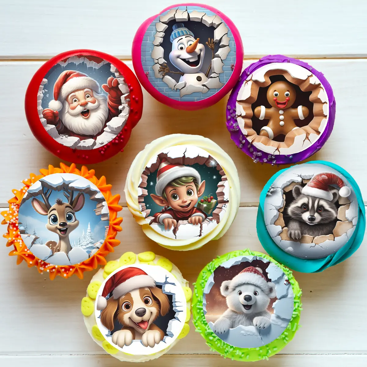 Christmas Pre-Cut Edible Cupcake Or Cookie Toppers 1