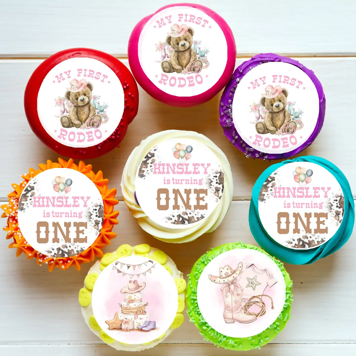 My First Rodeo 1St Birthday Pre-Cut Edible Cupcake Or Cookie Toppers 1