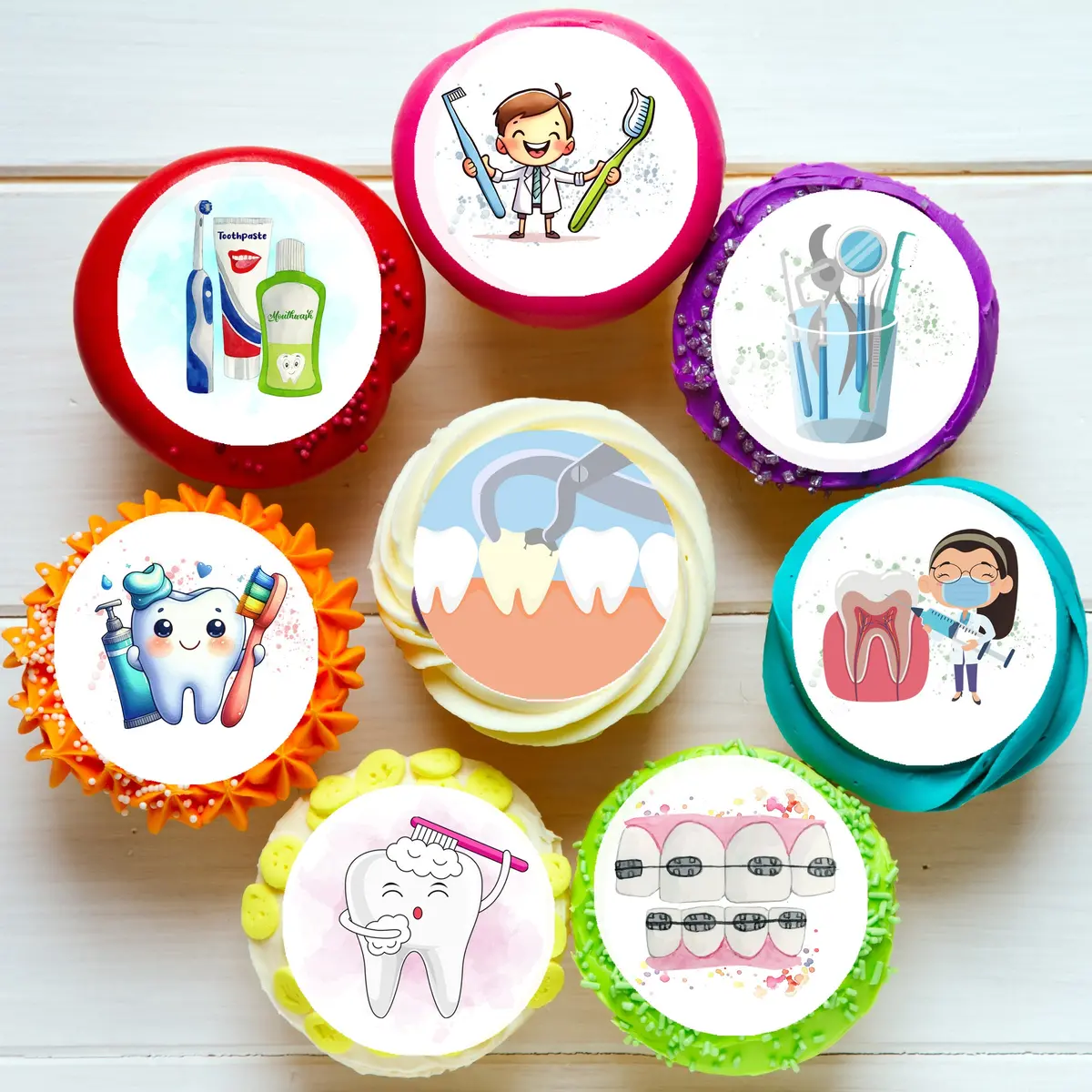 Dentist Dental Pre-Cut Edible Cupcake Or Cookie Toppers 1