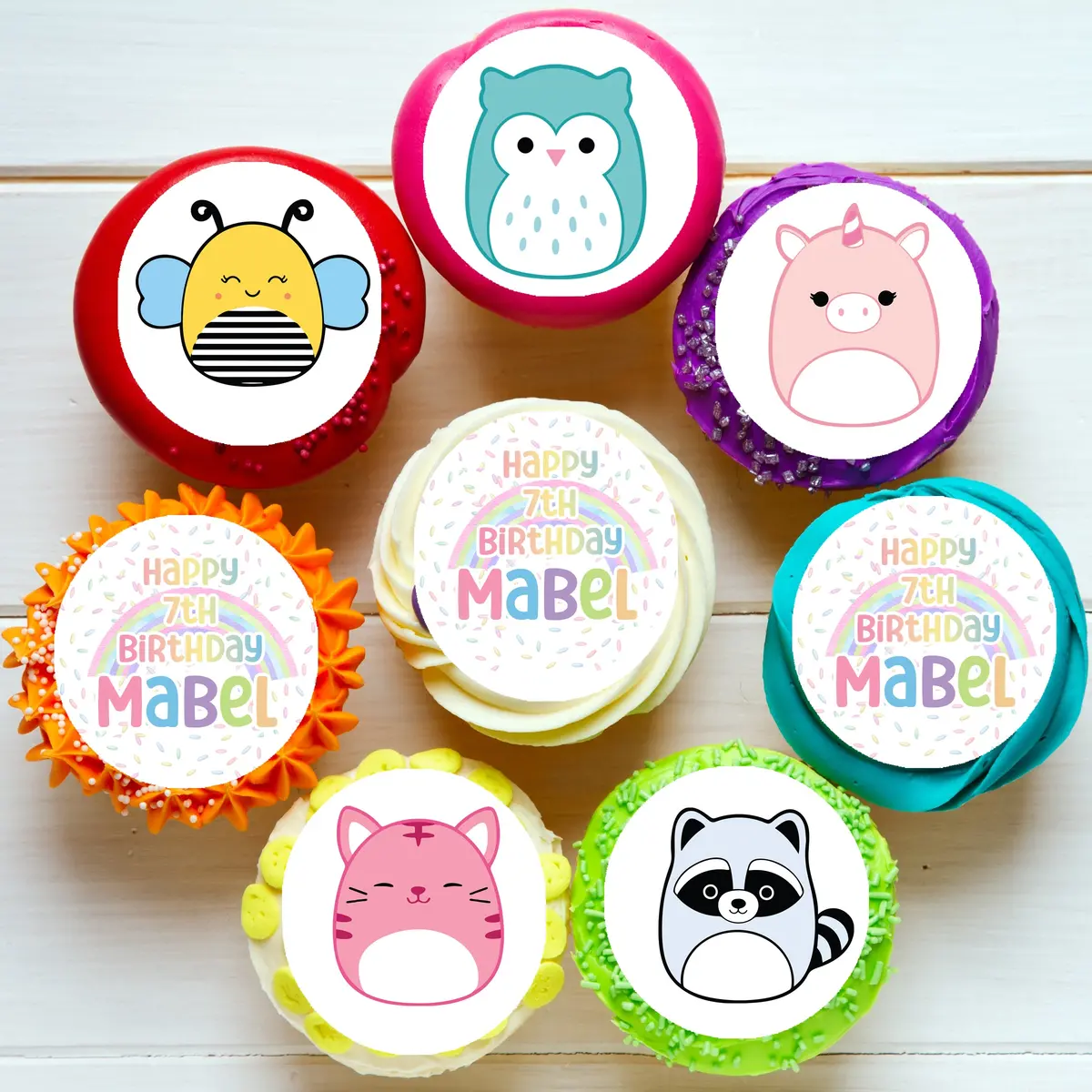 Squishmallows Pre-Cut Edible Cupcake Or Cookie Toppers 1