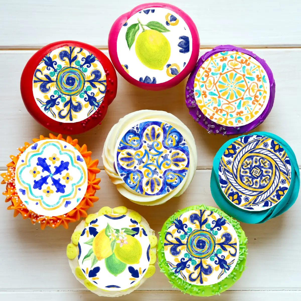 Amalfi Tiles Pre-Cut Edible Cupcake Or Cookie Toppers 1