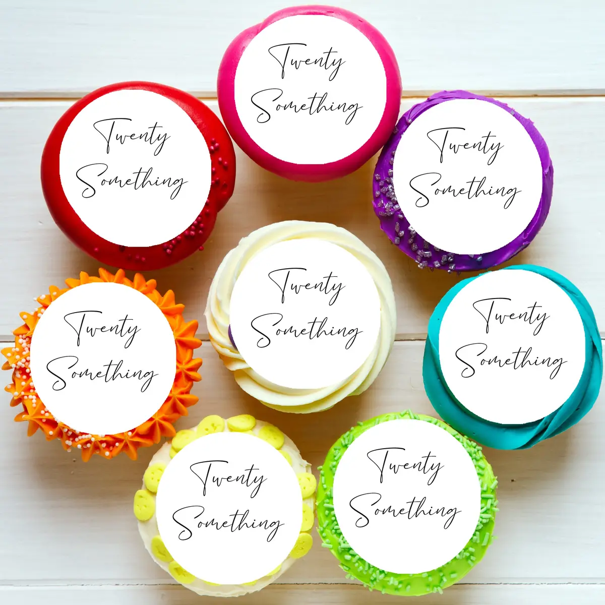 Twenty Something Birthday Edible Cupcake Or Cookie Toppers 1